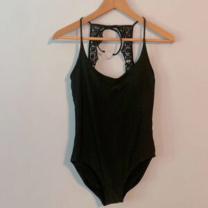 Aerie size small black one piece bathing suit lace back detail